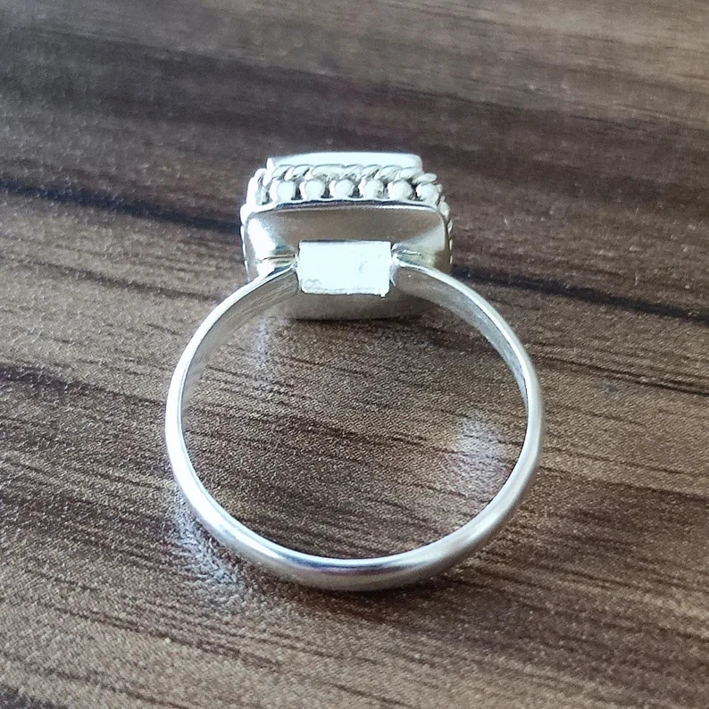 Sterling Silver Plated 12x12mm Square Bezel Ring Blank Handmade DIY Jewelry
