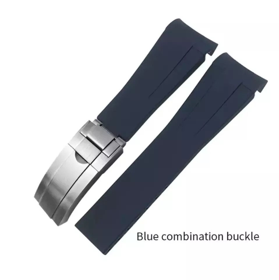 20mm Curved End Silicone Watch Band Rubber Strap for Rolex with Clasp or Without