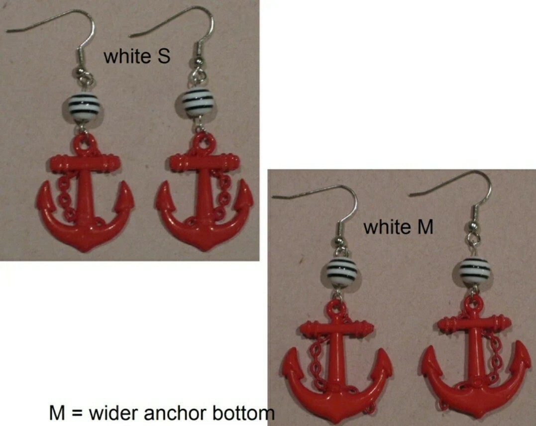 Valentine RED Anchor Rockabilly Mod Nautical Earrings patriotic Hamptons Montauk