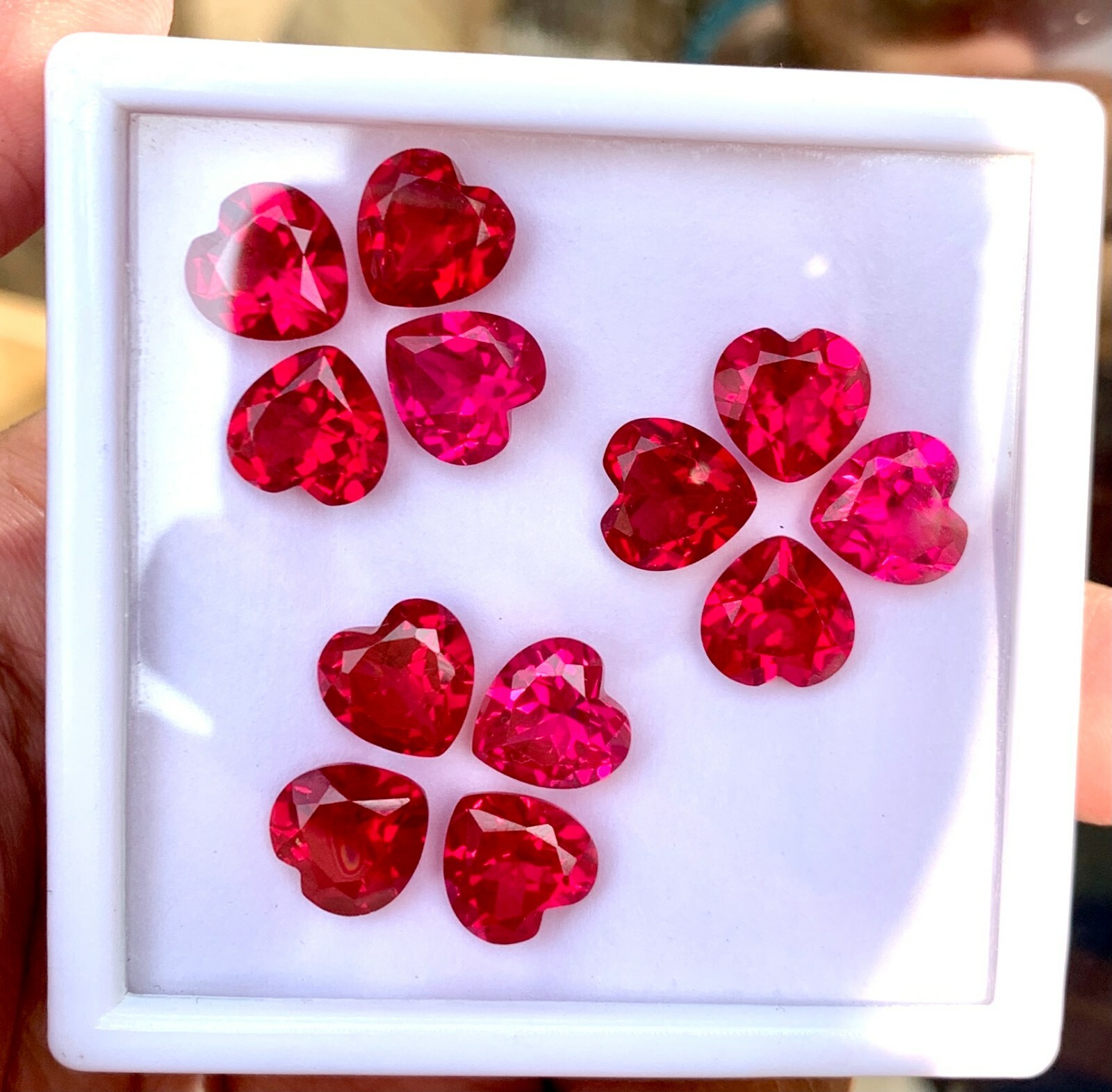 12 Pcs Natural Red Mogok Ruby Heart 10.00 MM Certified Treated Loose Gemstone