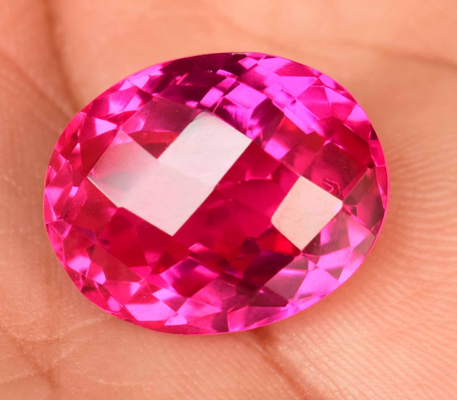 22.55 Ct Natural Red Pink Rubellite Tourmaline Certified Oval Checker Gemstone