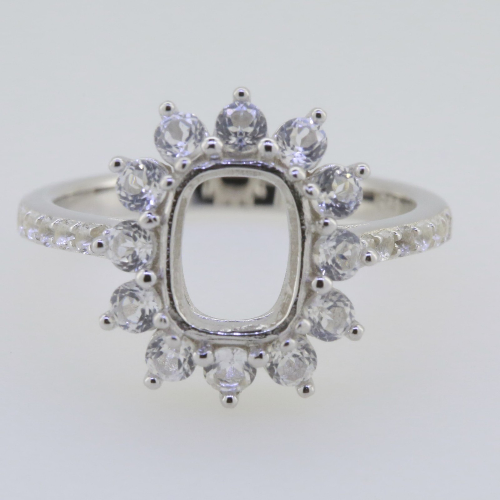 Sterling Silver Semi Mount Ring Setting Cushion CU 9x7mm Topaz GTL2027