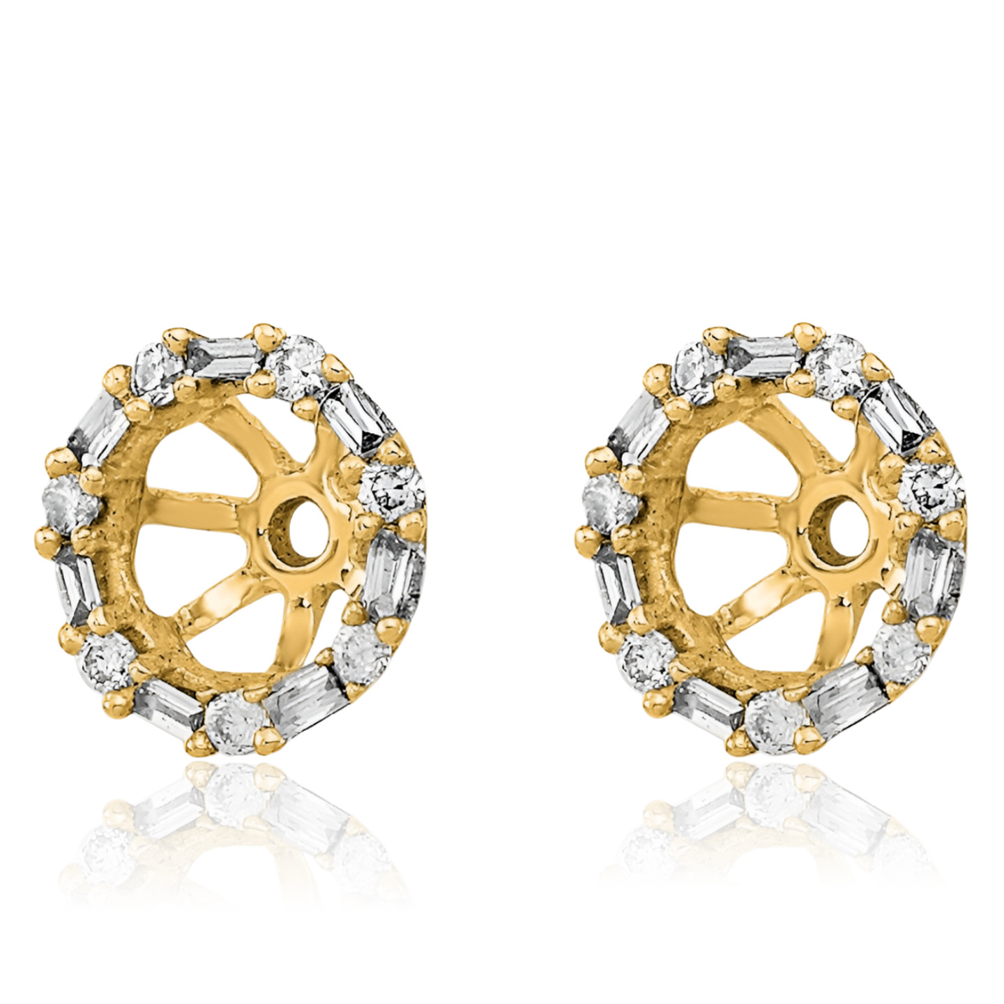 14K Solid Yellow Gold Diamond Earring Jackets