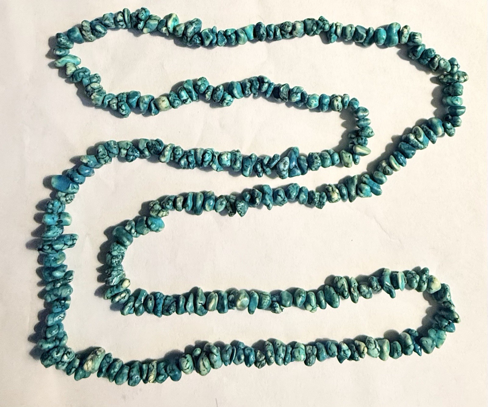 Two Vintage Southwestern Turquoise Chip Necklaces 35” & 40” 114g