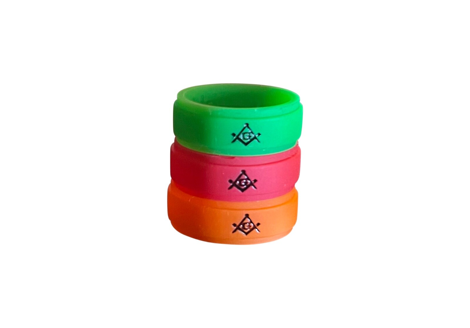 Masonic Rings Silicone R/G/O (4 pack with Backfilled Square and Compass)