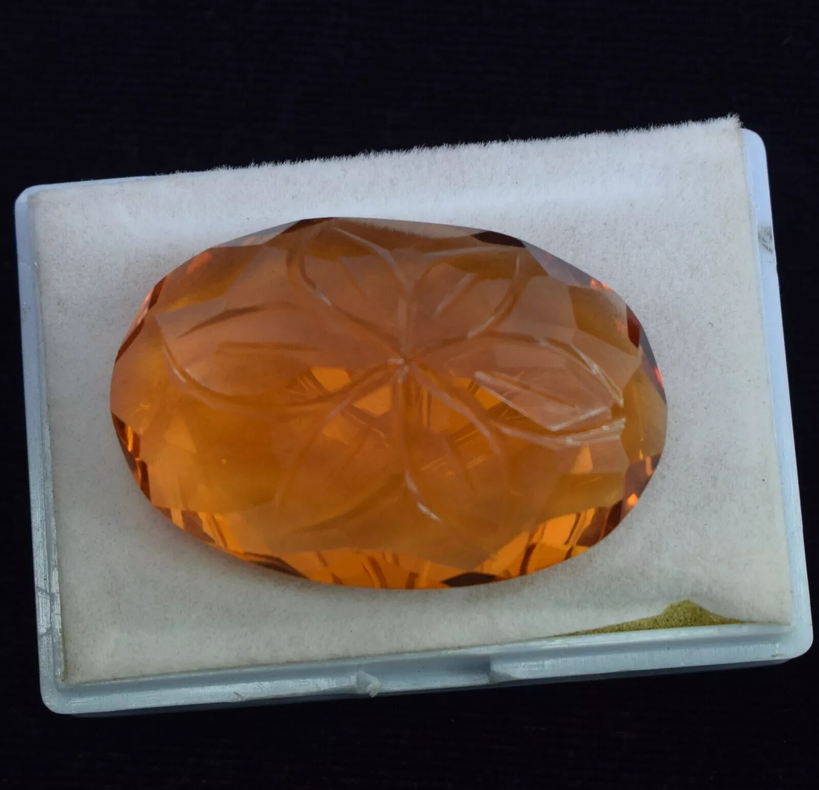 Certified 97.95 Ct Oval Carving Shape Brazilian Yellow Citrine Loose Gemstone