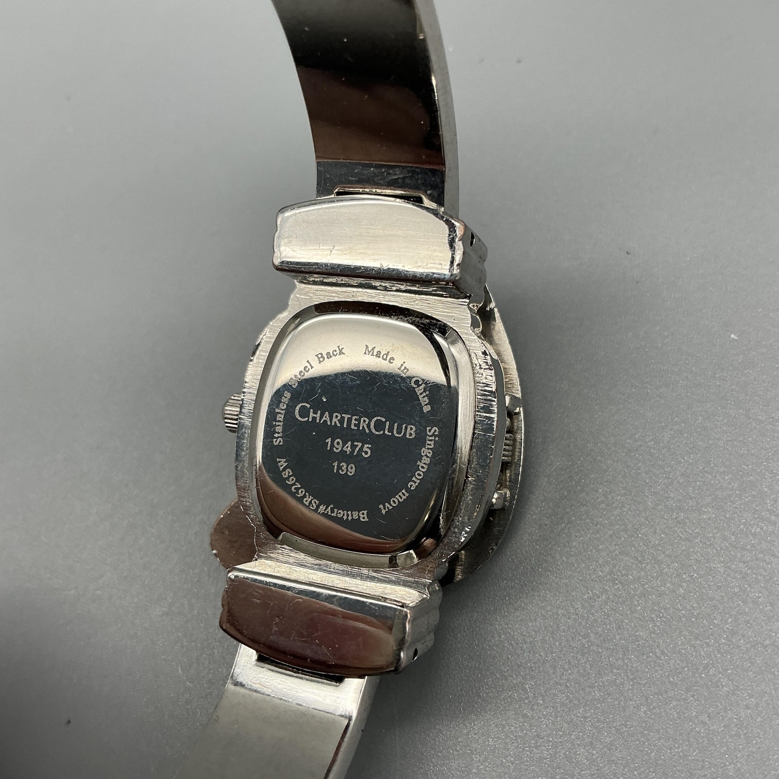 Charter Club Womens Watch 17mm Hidden Dial Crystals Silver Tone New Battery