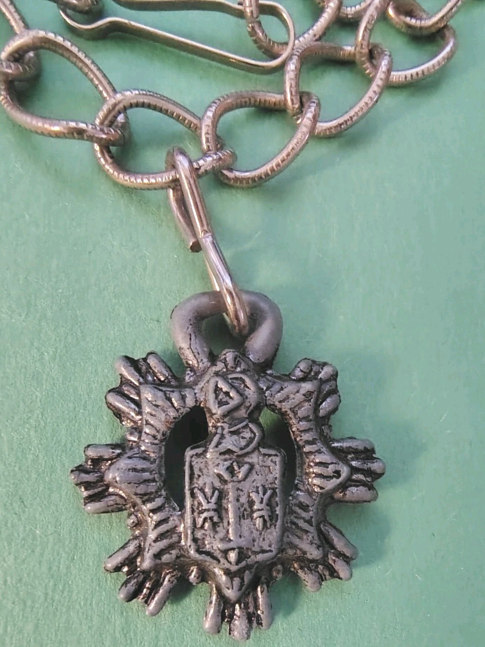 Vintage COAT OF ARMS Pendant Necklace or Belt in Silver Tone
