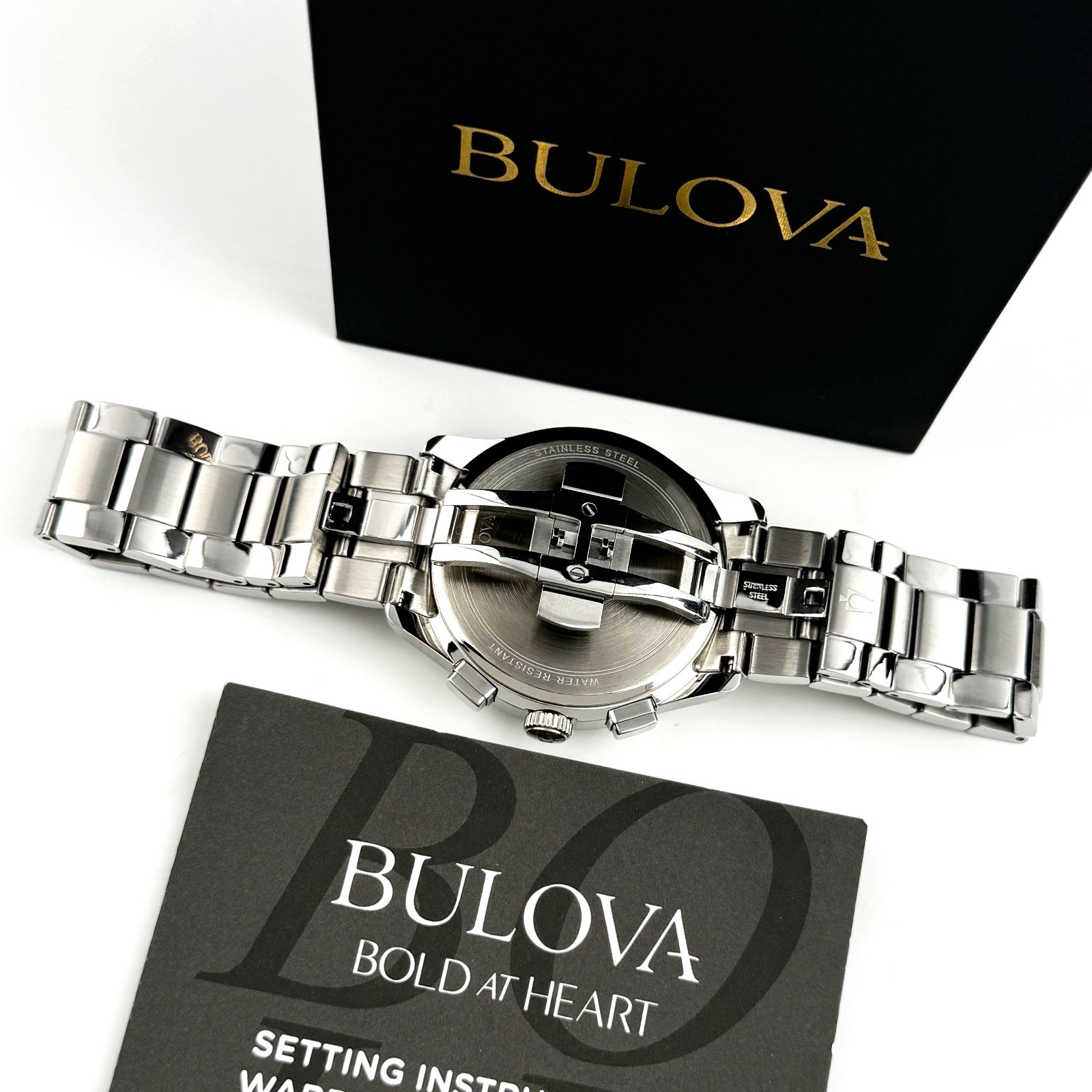 Bulova Wilton 96B288 Chronograph Quartz Black Dial Leather Strap Men’s Watch