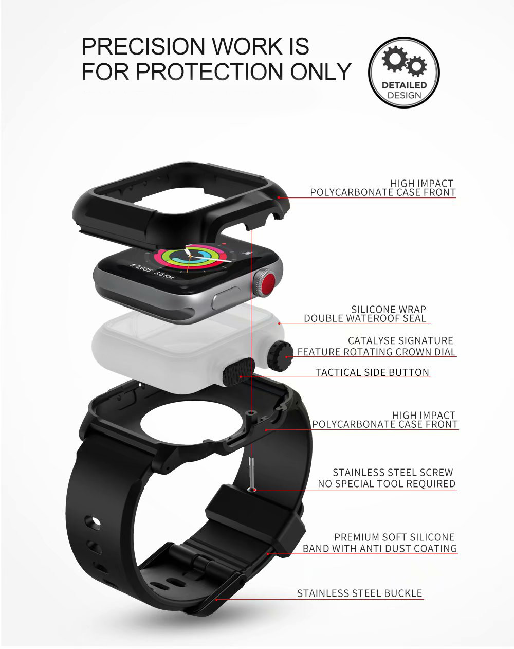 Silicone Sport Band Strap +Case for Apple Watch Series 6 5 4 3 2 SE 40/44mm 42mm