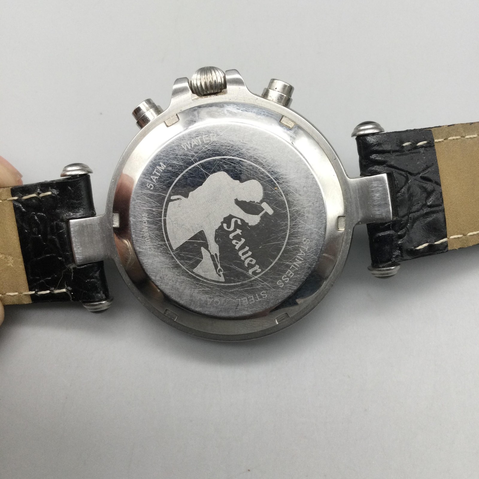 Stauer 27 Jewels Mens Watch 37mm Noire Moon Phase Day Date Month Automatic