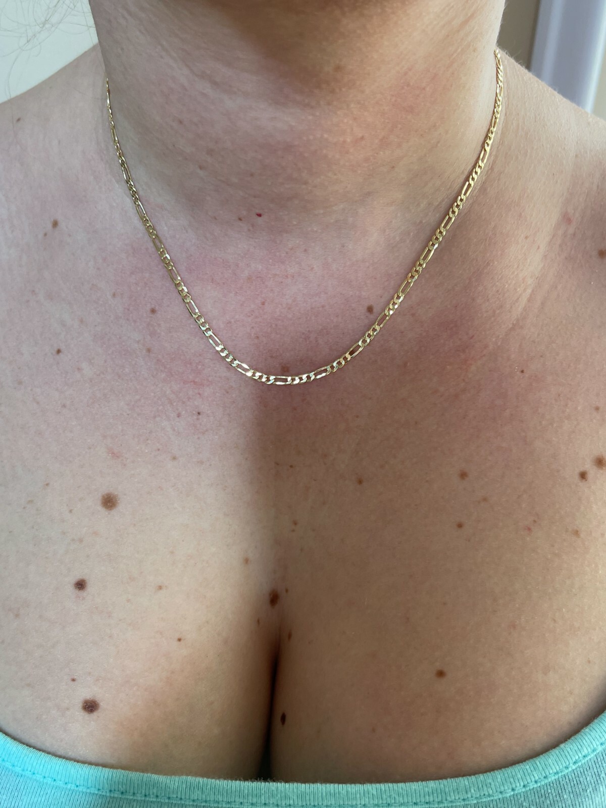 14k Gold Plated Solid 925 Sterling Silver Figaro Chain Necklace Mens Ladies Flat