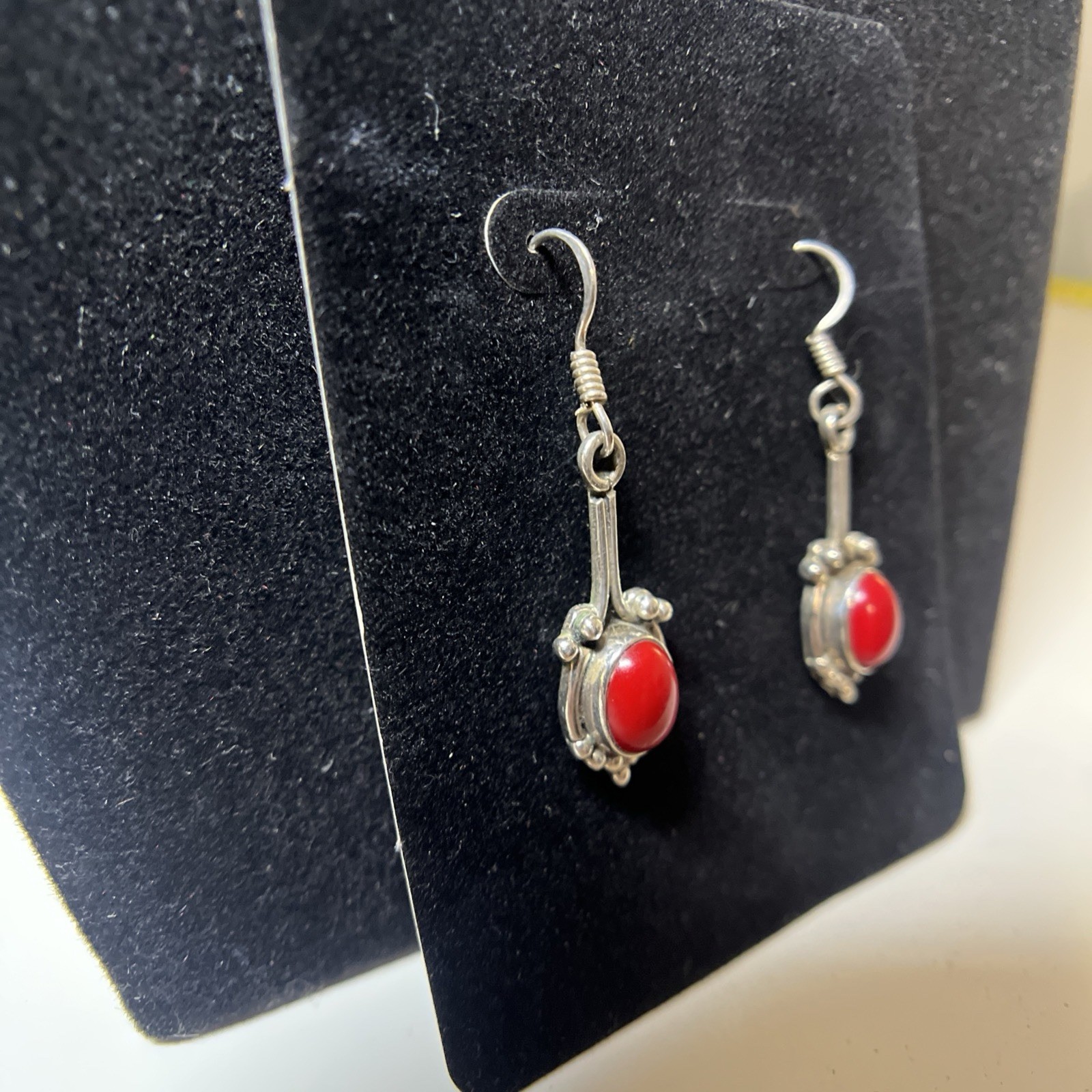 Lot of 3 Pairs Vintage 925 Sterling Silver Cabochon Dangle Earrings Boho