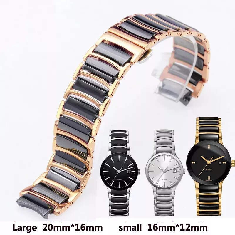 Steel Ceramic Watchband for Rado Centrix 12-20mm Men Women Butterfly Buckle Band