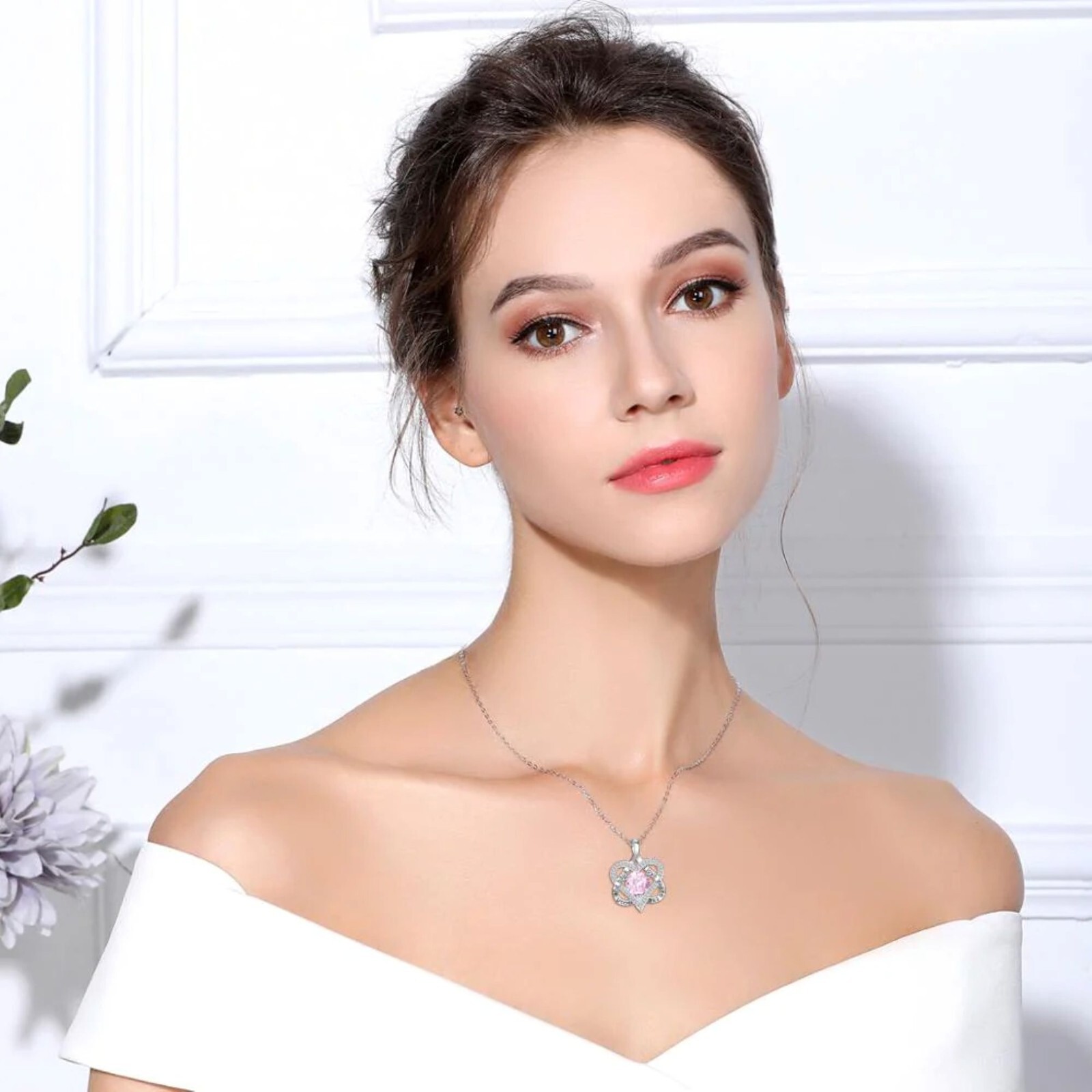 “I Love You To The Moon and Back” Heart Pendant Necklace With Pink CZ 18 Inch