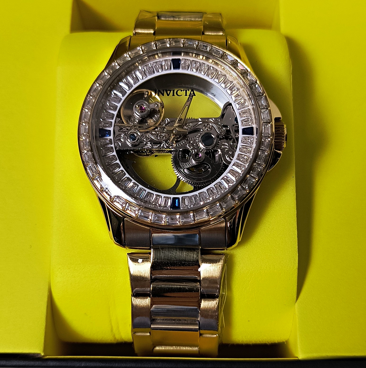 Invicta Men’s Automatic Objet D Art Idyll Gold With Crystal New With Box 43 Mm