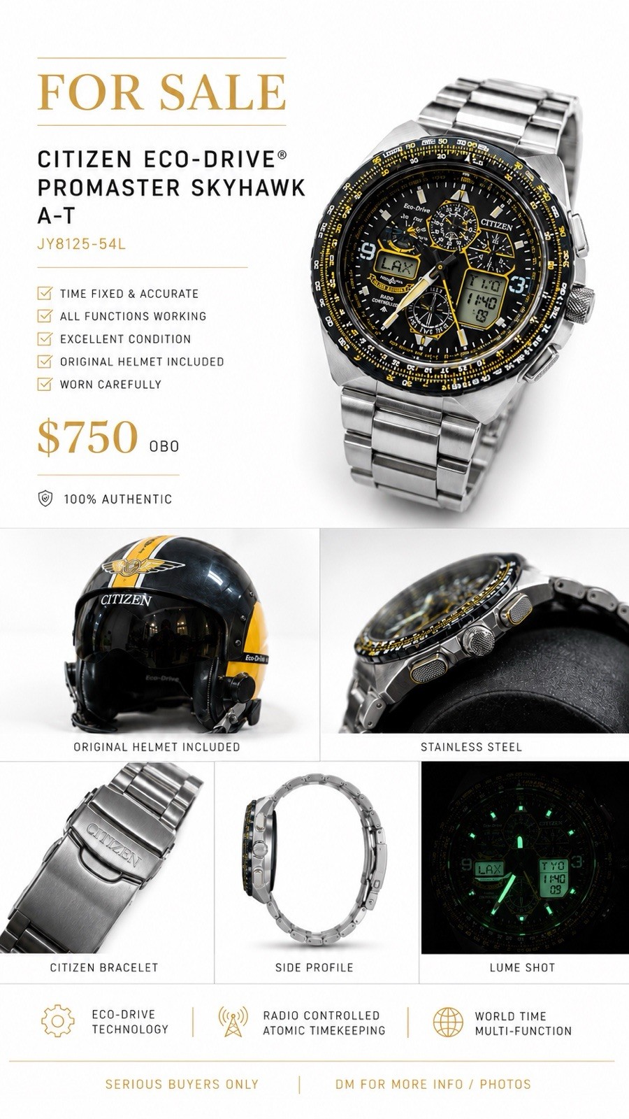 Citizen Eco-Drive Promaster Skyhawk A-T Atomic Analog/Digital Slide Rule Watch