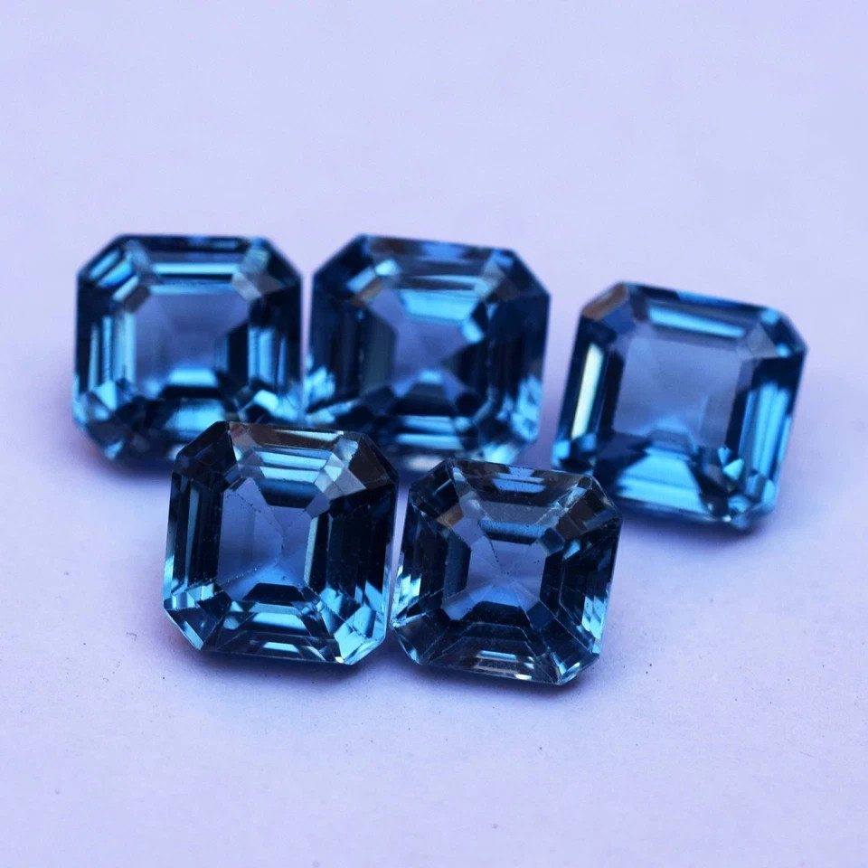 40.40 CT Natural London Blue Topaz Octagon Cut Flawless Certified Gemstone Lot