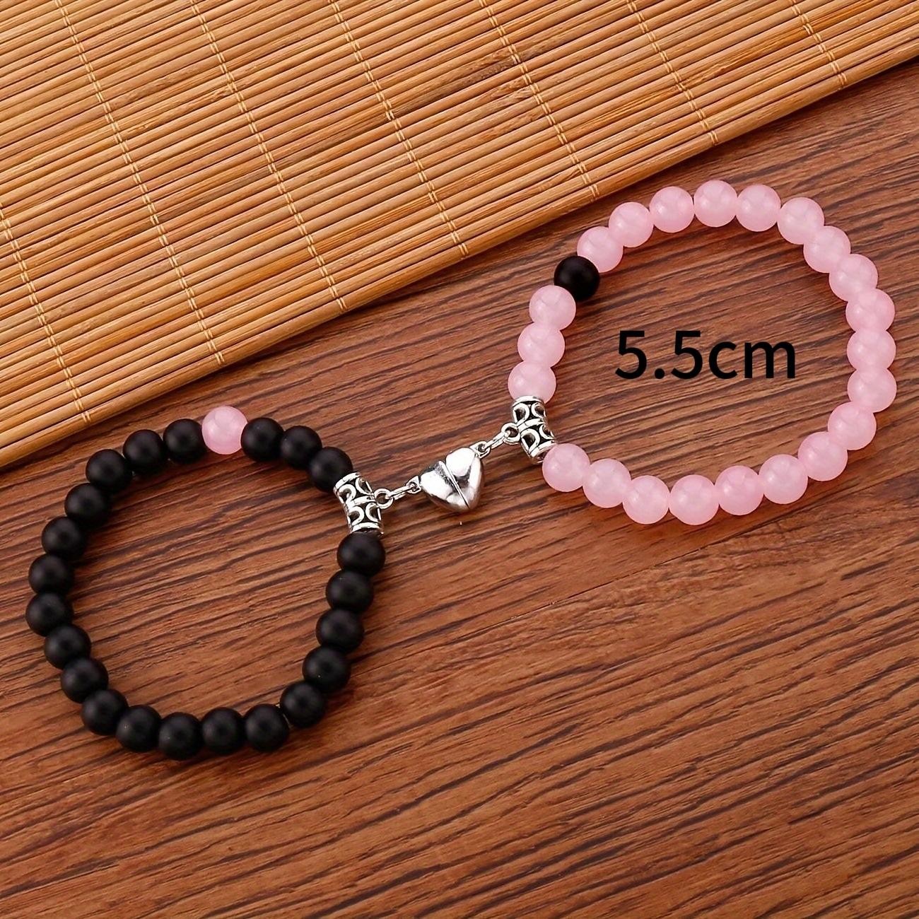 Couple Bracelet Beaded Bracelet Heart Charm Bracelet Valentine’s Day Gift Birth