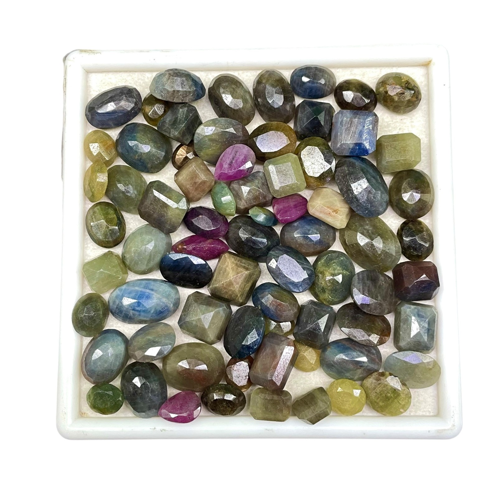 Natural Unheated Multi Color Sapphire Lot 100 Cts Faceted Gemstones 9-15mm 12 Pc