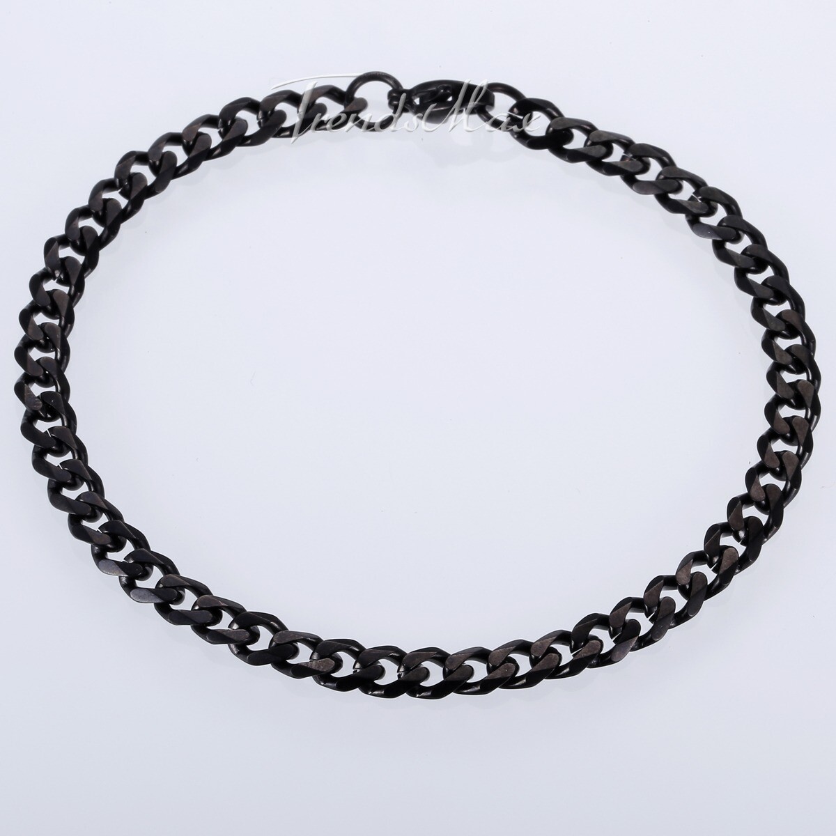 3/5/7mm Black Stainless Steel Cuban Curb BRACELET Men Women Chain 7-10inch