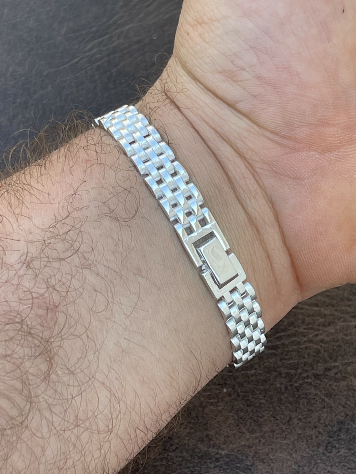 Mens Real Solid 925 Sterling Silver Presidential Custom Watch Link Bracelet 10mm