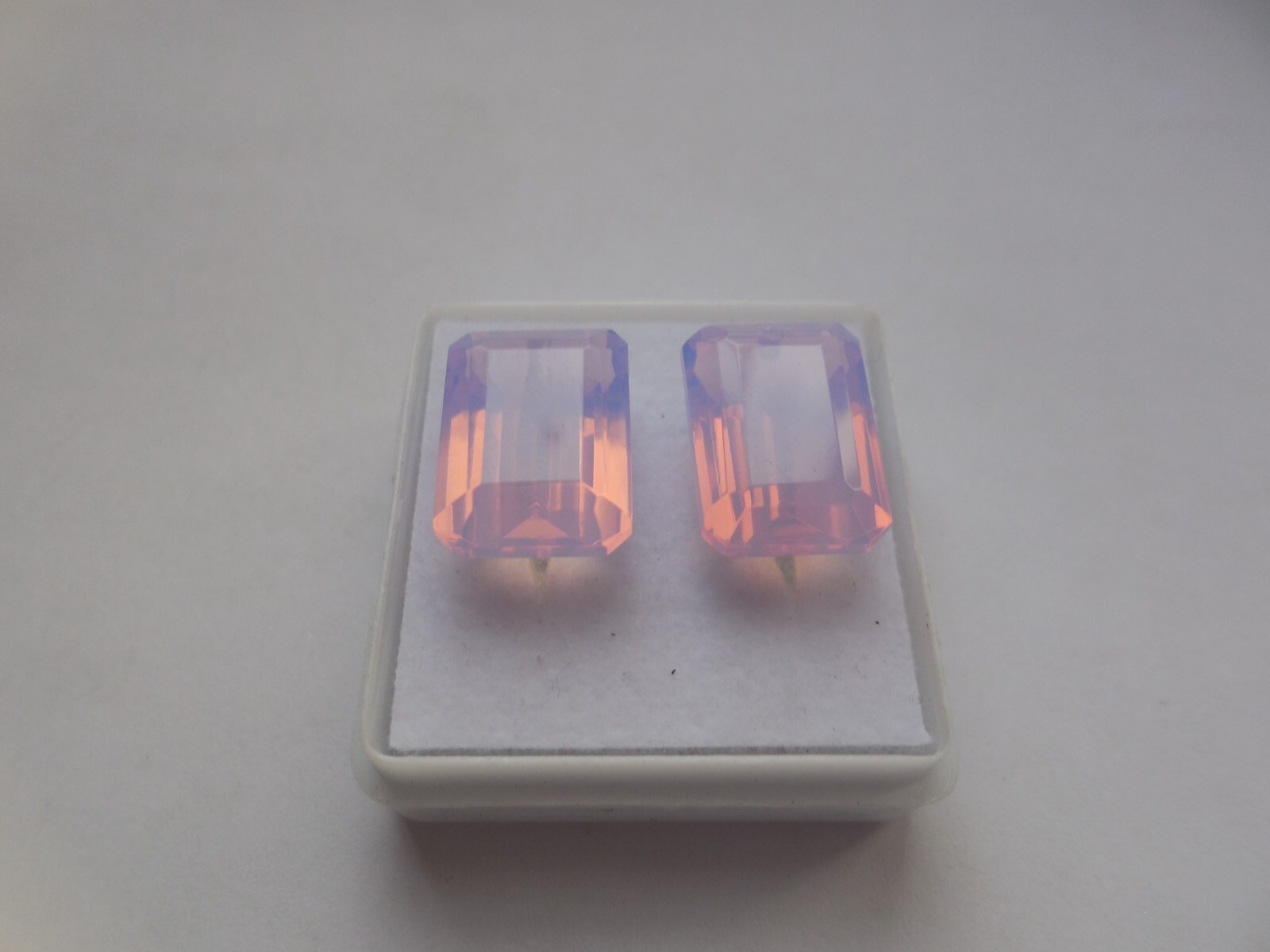 2 Pcs Lavender Chalcedony Faceted Top Front To Back Drilled Beads Rectangle Cut