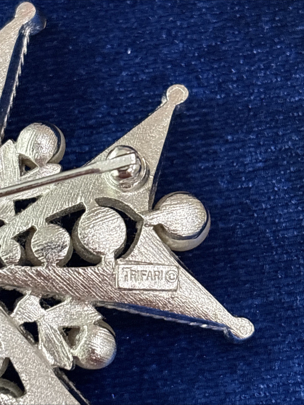 Vintage Crown Trifari Brooch Lot Of 3. All Signed. All Plated. 1 Maltese Cross