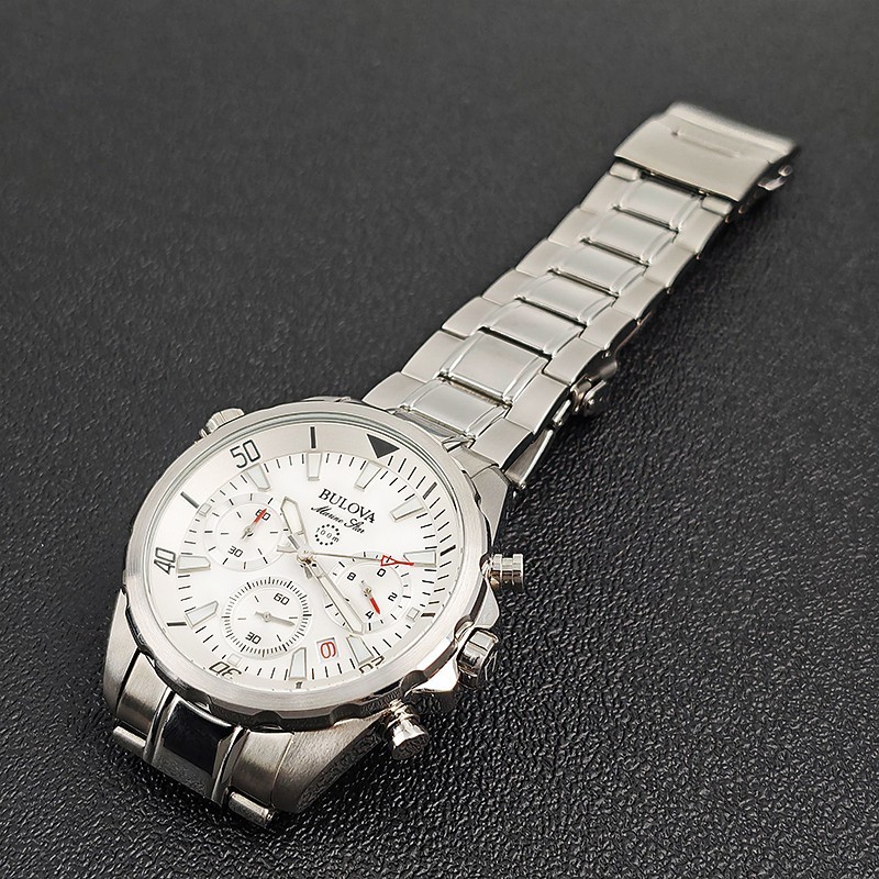 Bulova 96B255 Marine Star Chronograph Men’s White Watch 43 mm