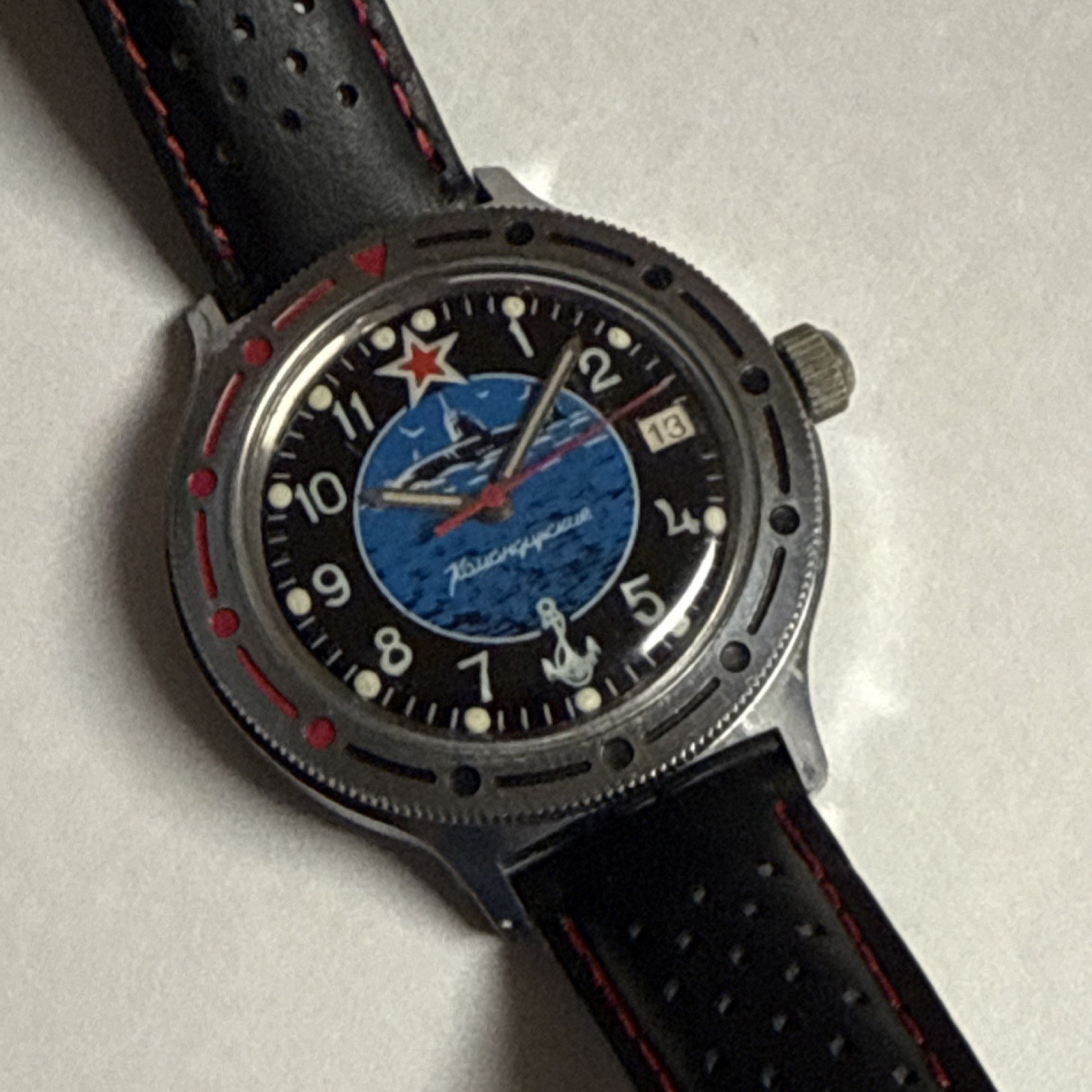Vintage Vostok Komandirskie 17J Auto Date Black Dial 39mm 200m Military