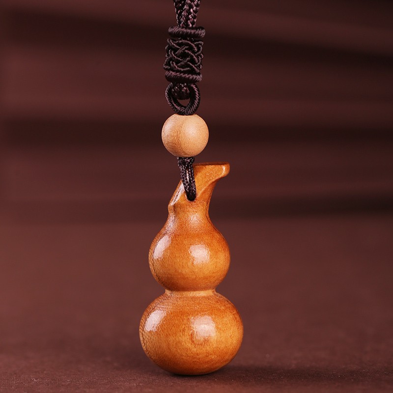 1pc 1.02in Natural Peach Wood Gourd Pendant Small Gourd Ornament