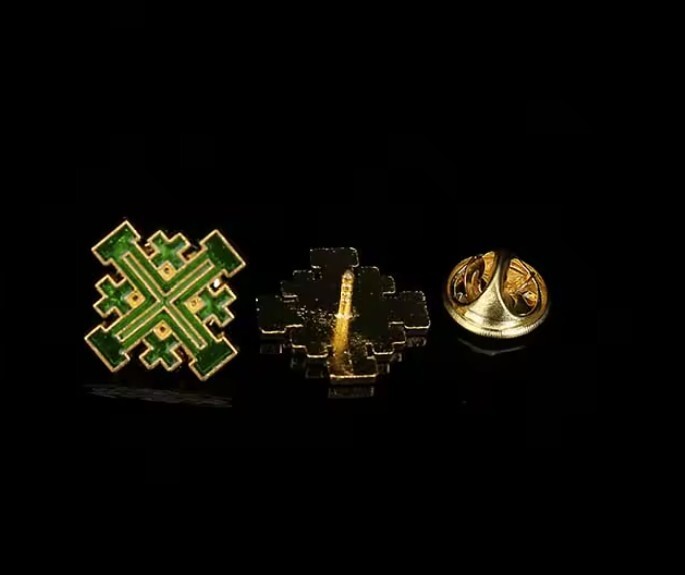 18K Gold Plated Red , Black, Blue,Green orWhite Enamel Jerusalem Cross Lapel Pin