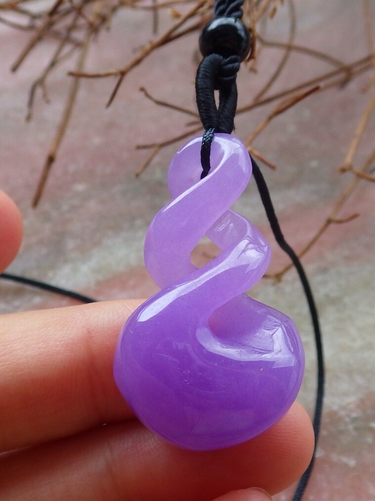 1 piece CHINESE Lavender JADE PENDANT Circle *8* Knotted Knotte 平安扣 397442