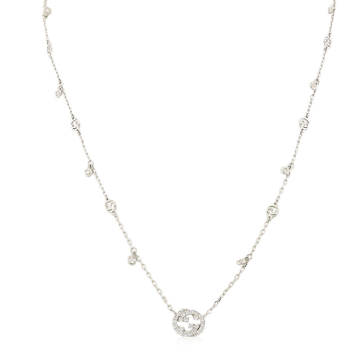 Gucci Interlocking G 18Ct White Gold 0.27Ct Diamond Necklace – Ybb729402003