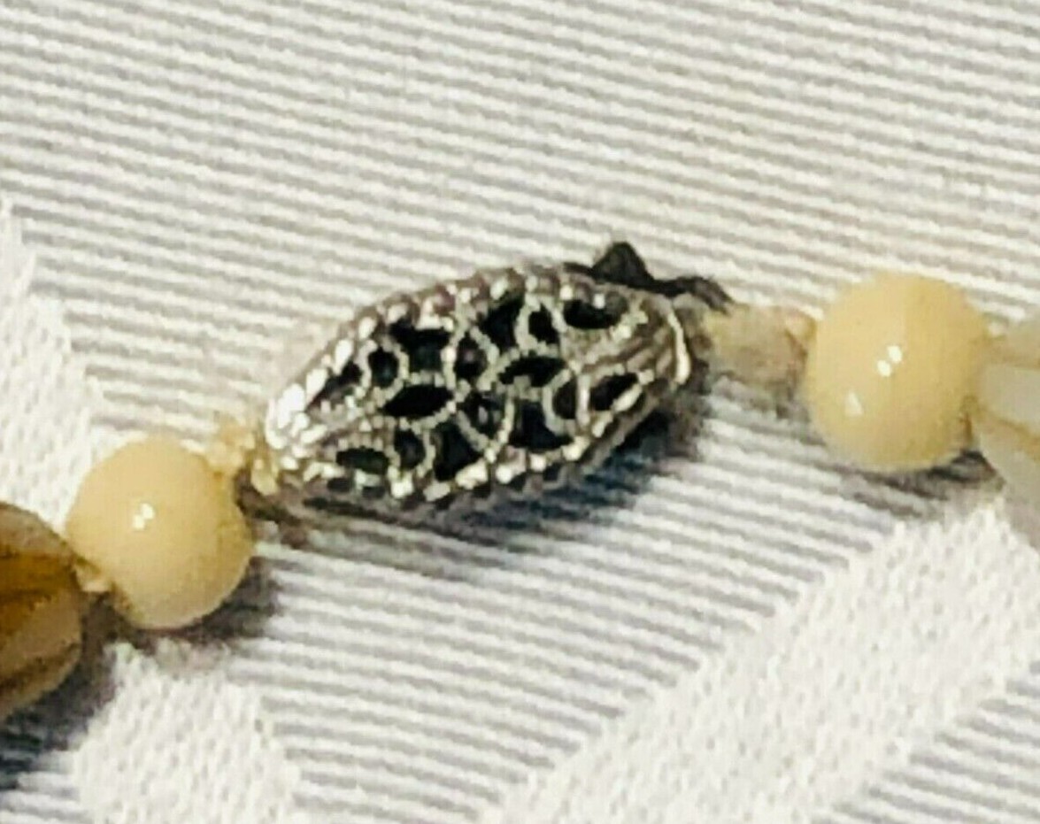 VINTAGE 10K GRADIATED CONCH SHELL NECKLACE W/ PEARL SPACERS 16″ – ONE OF A KIND!