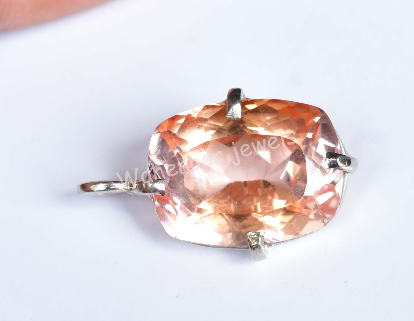 Rare 12 Ct Natural Imperial Topaz Cushion 925 Sterling Silver Pendant Certified