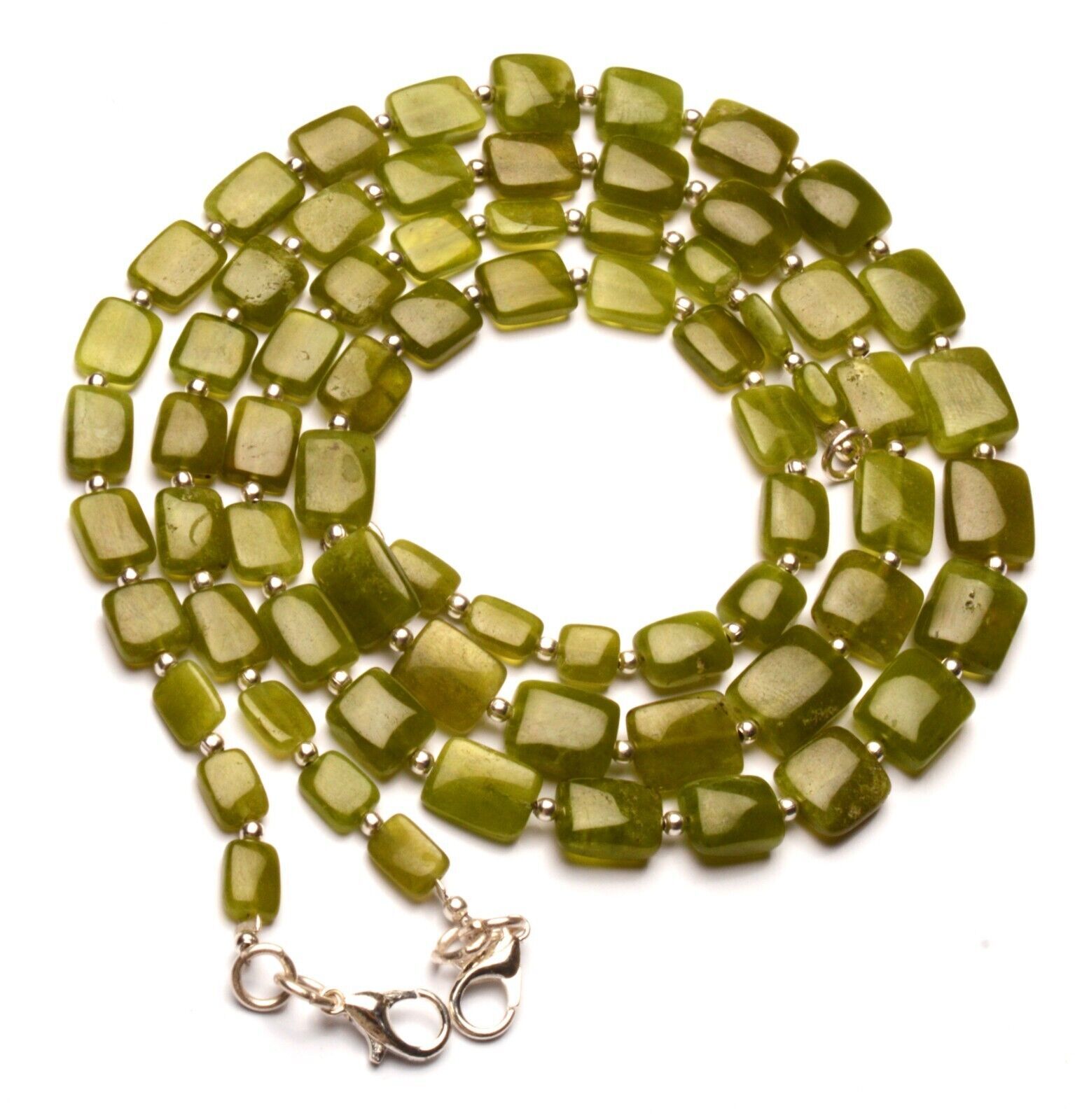 Natural Gem Vesuvianite 6 to 10 mm Size Smooth Nugget Beads Necklace 15″