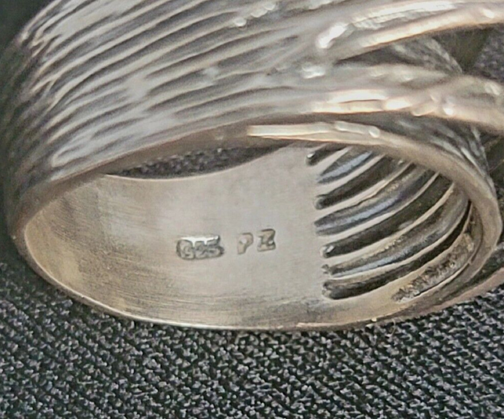 Wide Paz Sterling Silver Band Ring Textured Overlay Sz 10 Israel PZ Oxidized 925
