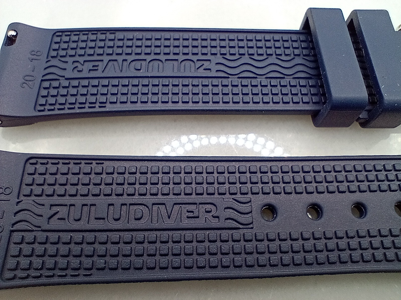 New 20mm Watchgecko Zuludiver HNBR Rubber Watch Strap Blue Quick Release 6B218