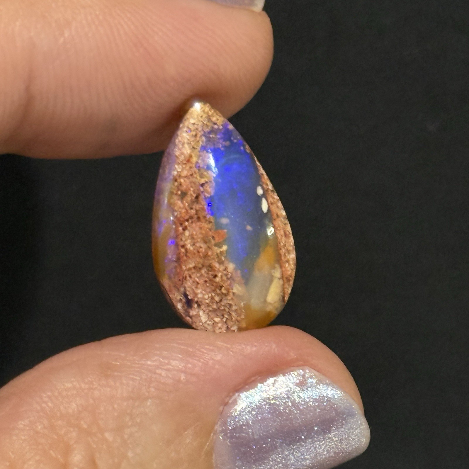 5.85ct 19.2x11x4.7mm Purple Crystal Pipe Australian Boulder Opal Cabochon Gem