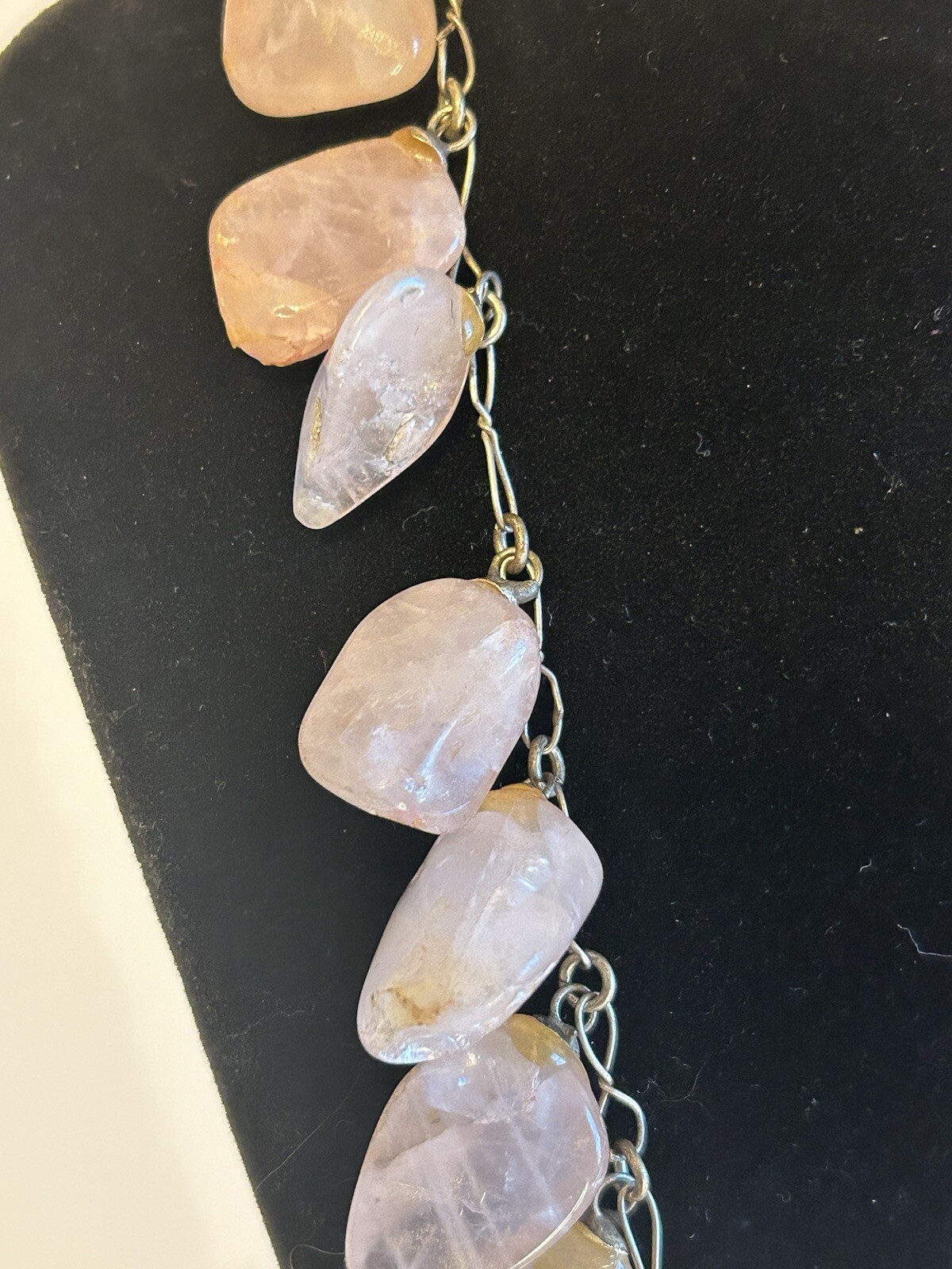 RARE One Of A Kind ROSE QUARTZ Necklace 18in Varying Stone Size/Shape 114g *See