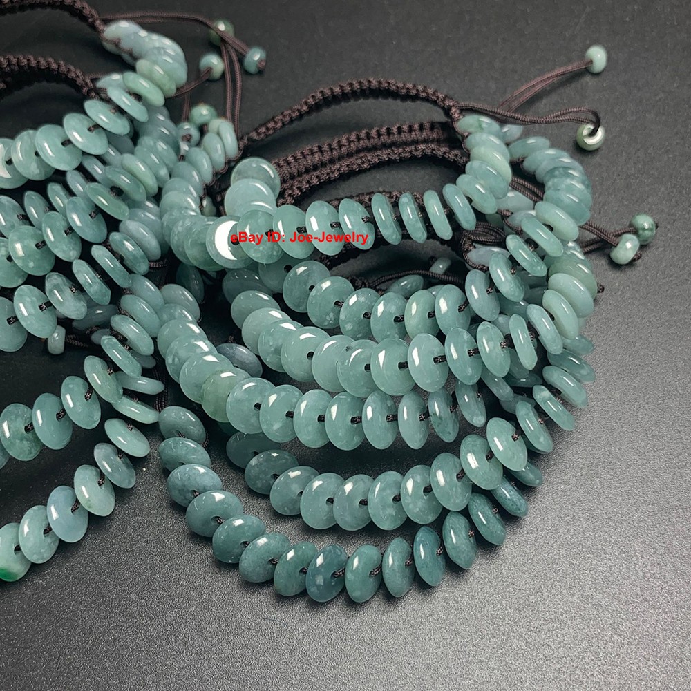 Natural Jadeite Bracelet Grade A Jade 8mm Safety Bead Adjustable Coffee Bracelet