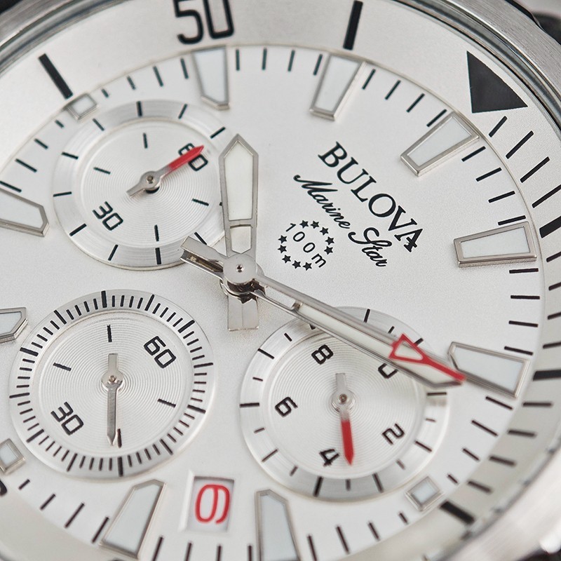 Bulova 96B255 Marine Star Chronograph Men’s White Watch 43 mm
