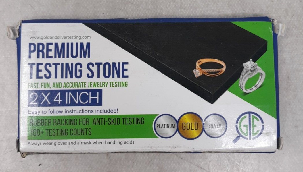 Premium 2×4 Jewelry Testing Stone for Gold, Silver, Platinum – Anti-Skid Backing