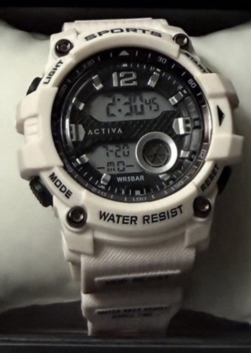 ACTIVA Shock Resistant Digital Sport Watch Quartz Water/Shock Resist White Box