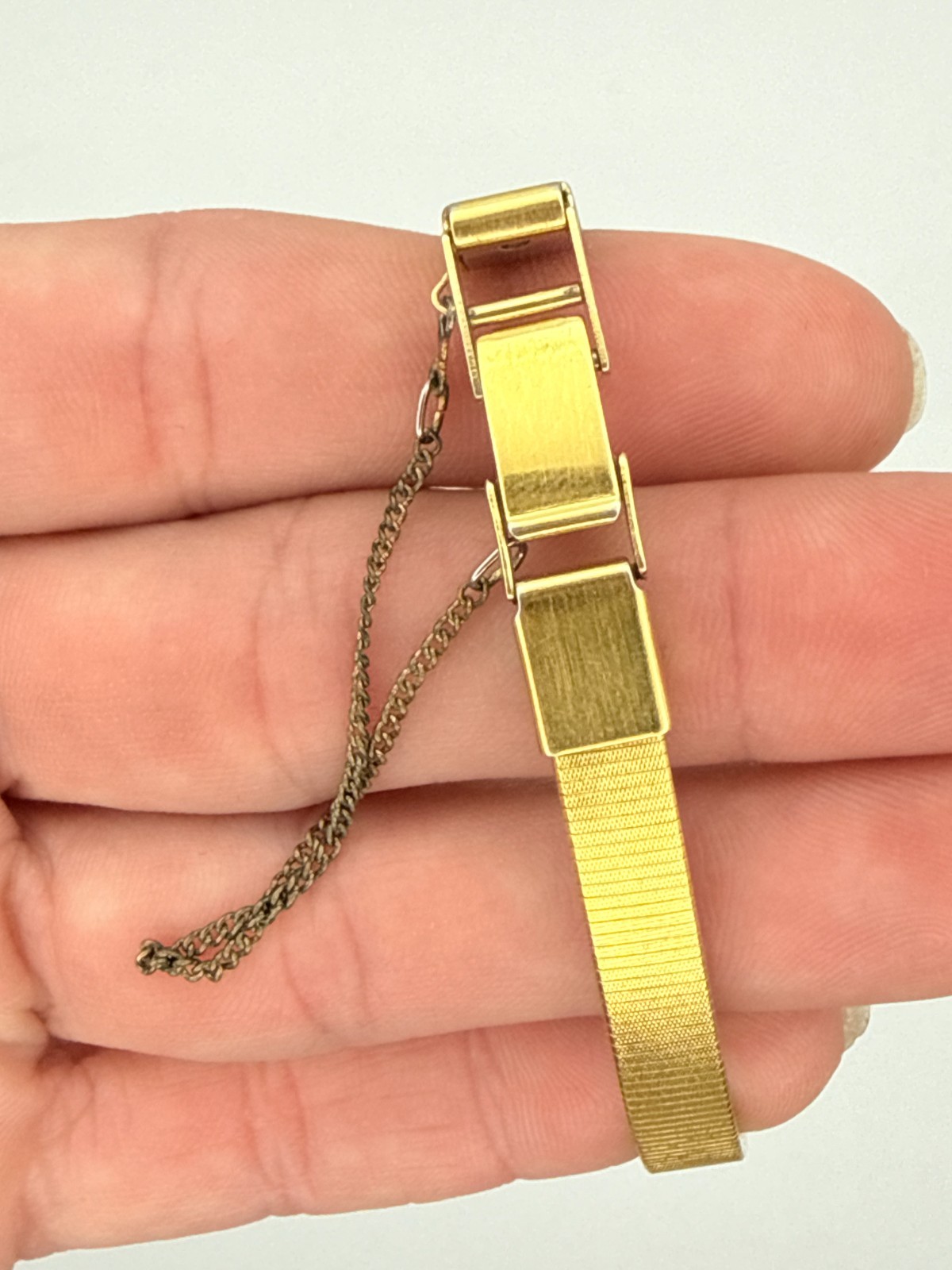Vintage Pulsar Gold Tone Ladies Dainty Watch with Safety Chain Quartz Untested