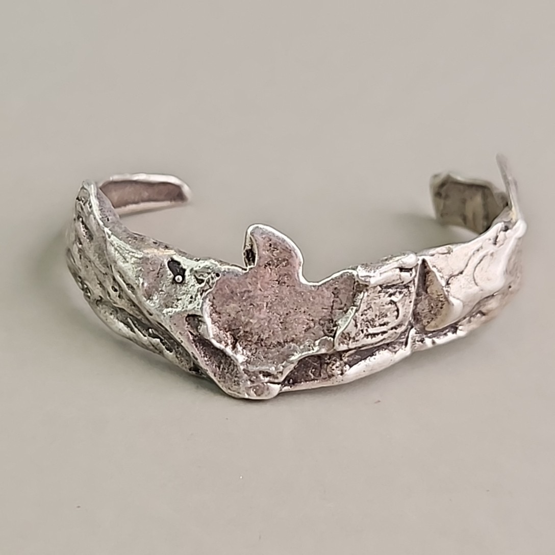 Modernist Cuff Bracelet Sterling Silver Chunky Brutalist 32.73gr 6.25″