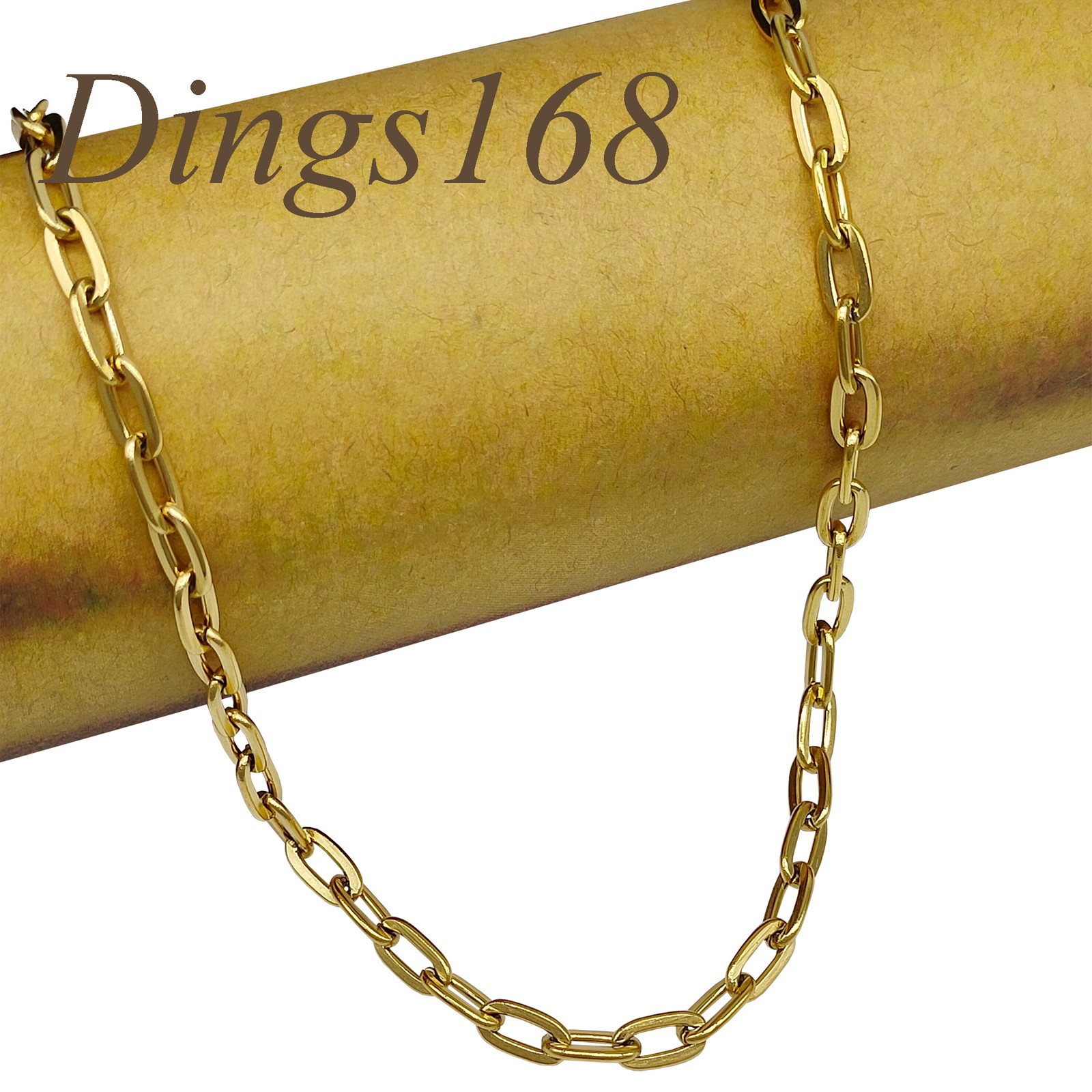 Real 18K Yellow Gold Filled Tarnish-Free 14″+2.4″ Wide Paper Clip Chain Necklace