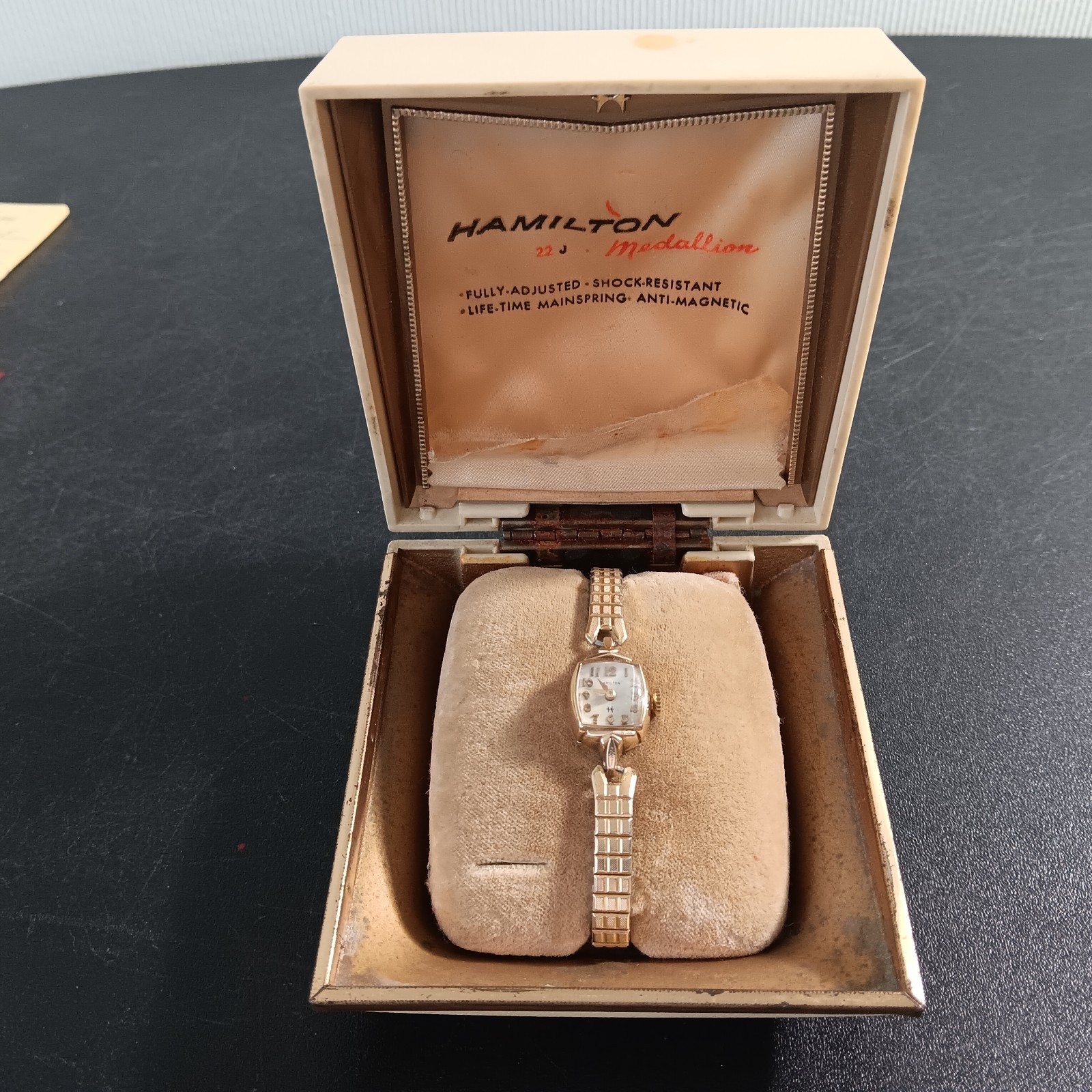 Ladies Hamilton 22J Medallion 10K G.F. Wristwatch W/Domed Crystal (Working)