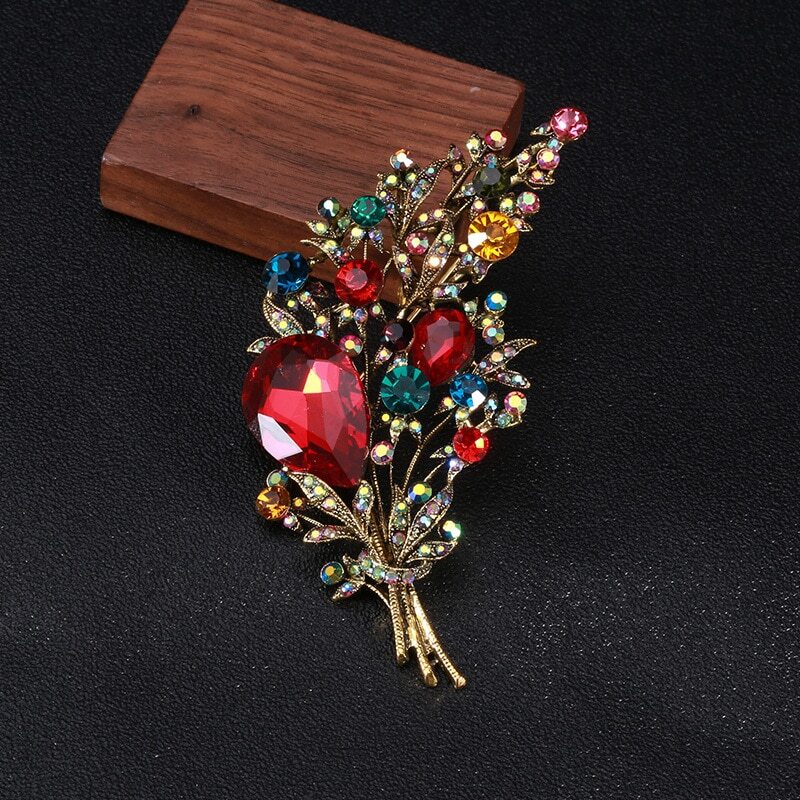 Crystal Flower Brooch For Women Fashion Pin Bouquet Brooches Wedding Jewelry